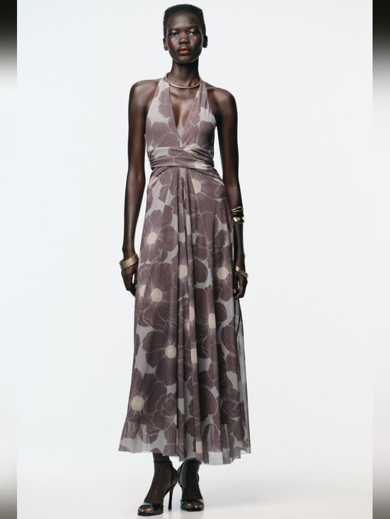 Zara Dresses & Skirts - Zara Floral Halter Maxi Dress- S